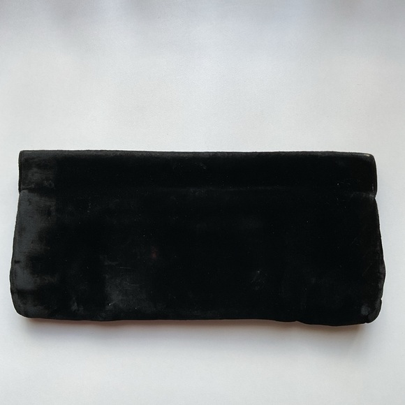 Vintage 1950s Bobbie Jerome Black Velvet Clutch Purse Satin Mid-Century - Picture 2 of 9